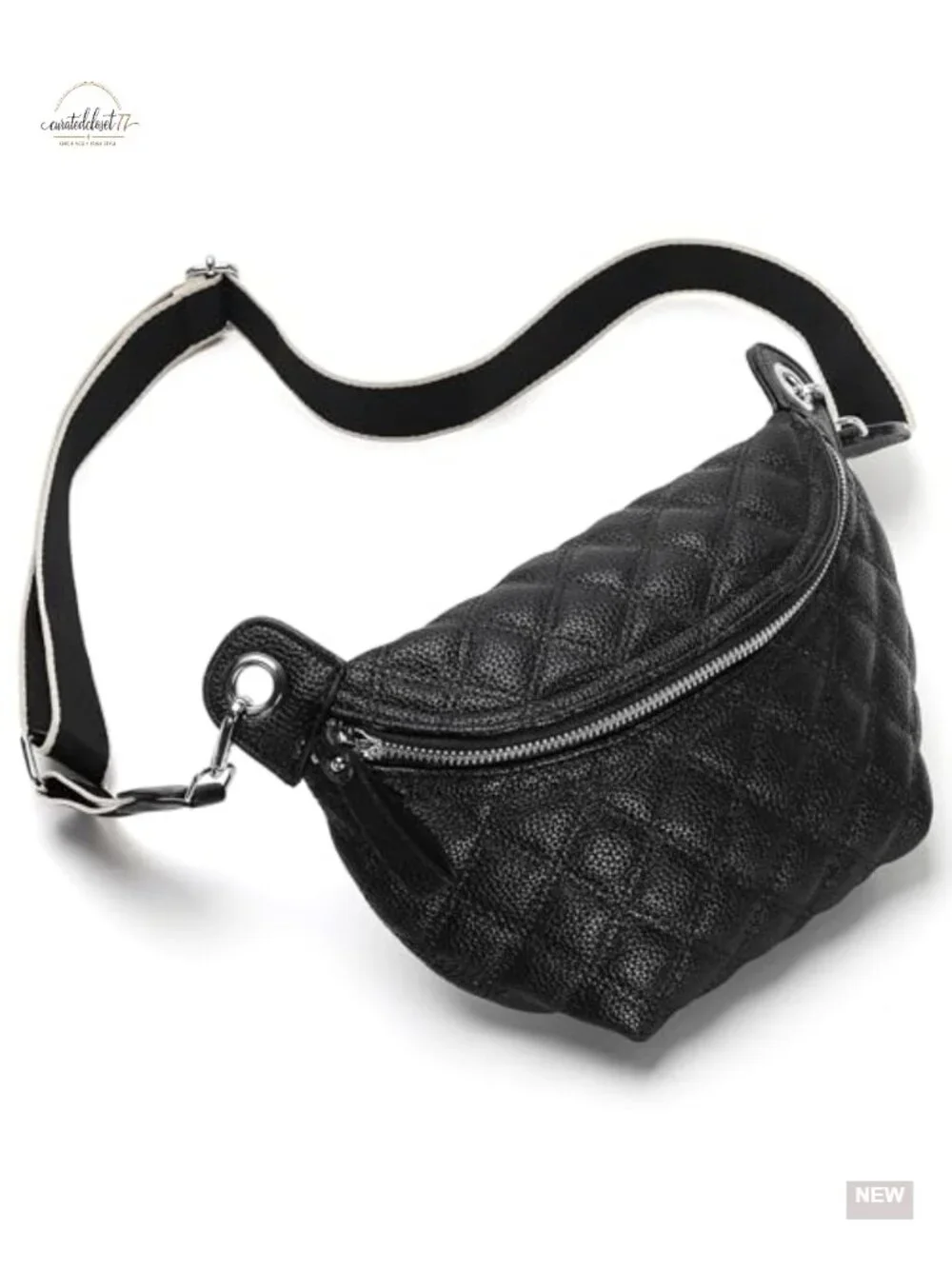 Quilted Vegan Leather Crossbody Waist Pack with Adjustable Belt, Small Fanny